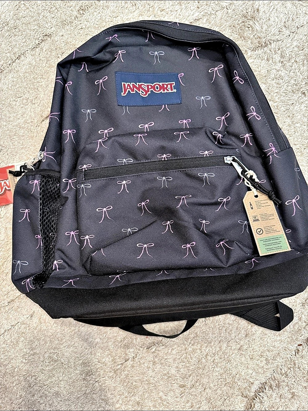 JanSport Cross Town Plus Backpack in Black & Pink NWT